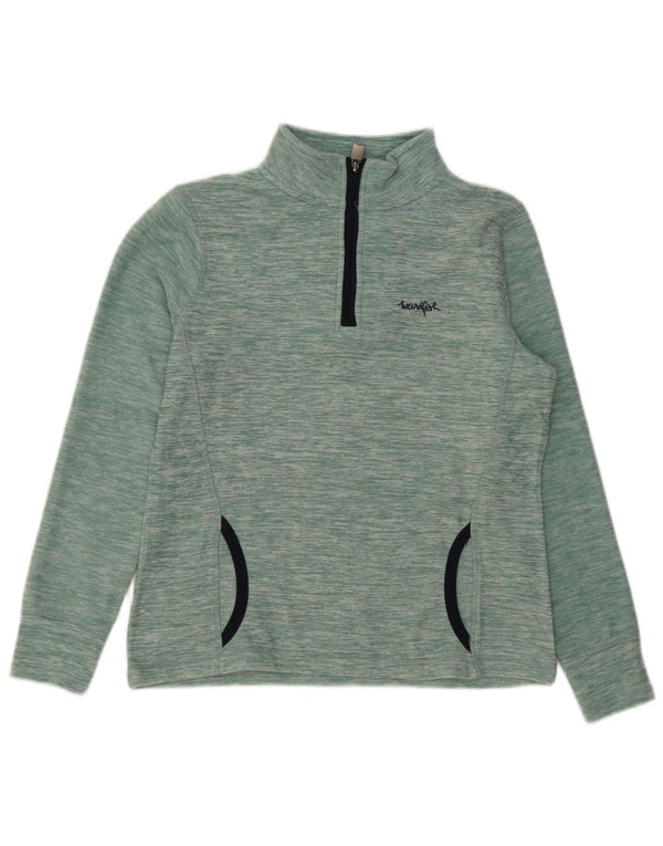 Weird Fish Pull polaire à col zippé pour femme UK 10 Petit vert moucheté
