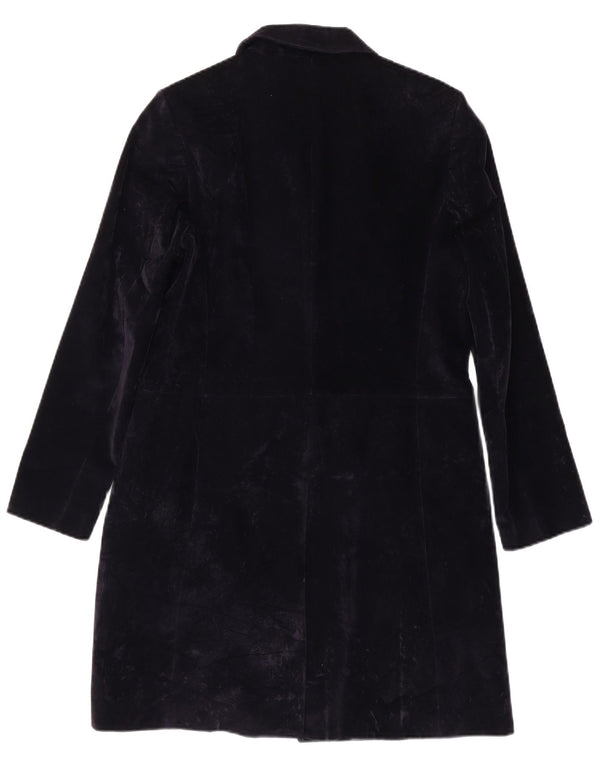Stefanel Manteau en velours pour femme UK 10 Petit coton bleu marine
