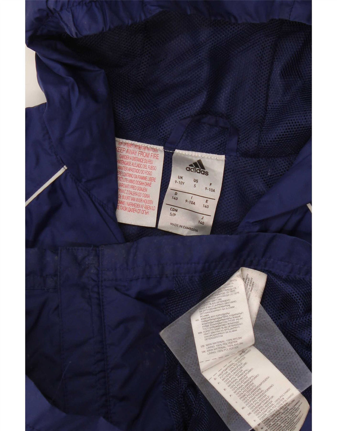 Veste de Pluie à Capuche Adidas Garçon 9-10 Ans Bleu Marine Polyamide