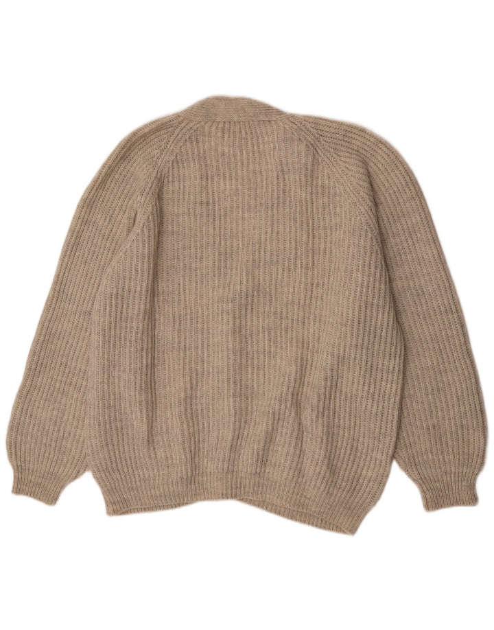 vintage Homme Cardigan Pull XL Beige Laine