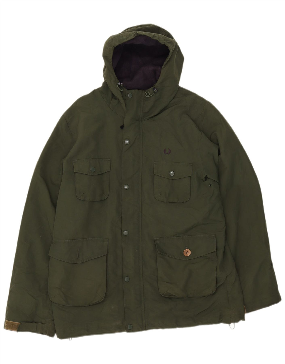 Fred Perry Veste coupe-vent à capuche pour homme UK 38 Nylon vert moyen