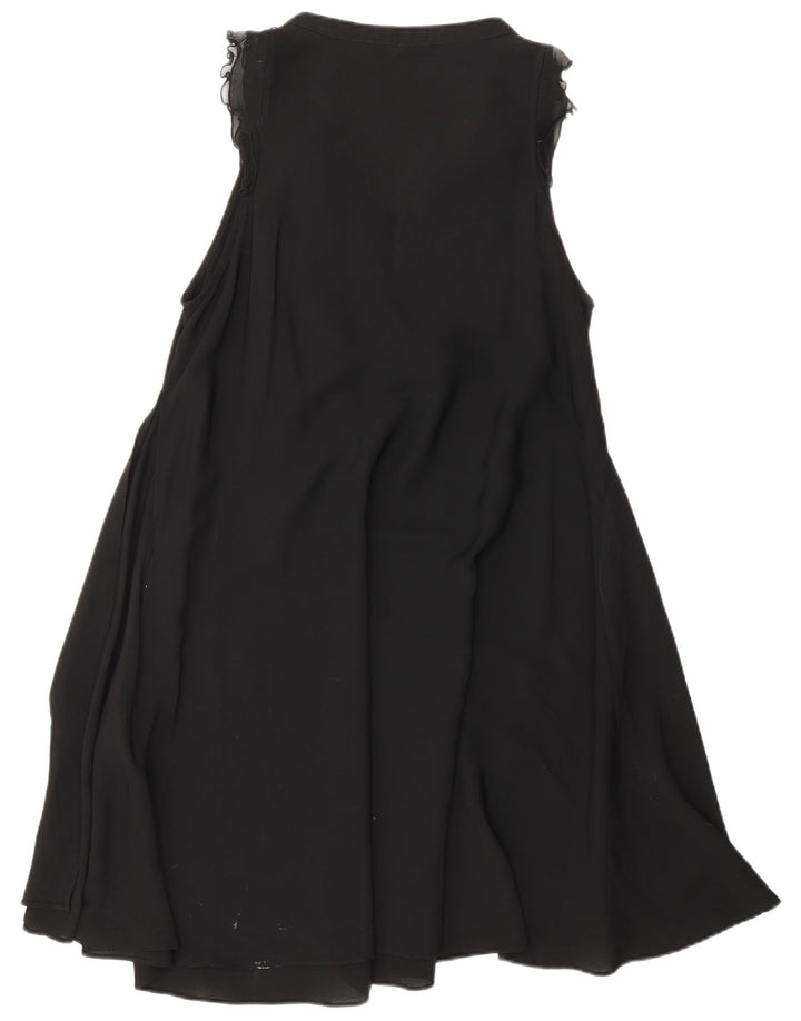 ZARA Femme Robe trapèze à volants sur le devant UK 18 XL Noir Polyester