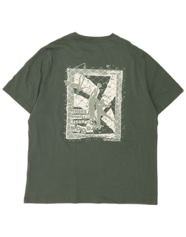 Reebok Tee-Shirt Graphic Homme Vert Moyen Coton