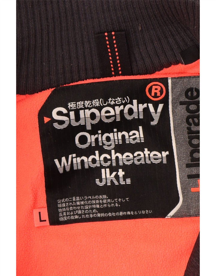 SUPERDRY Veste coupe-vent à capuche Windcheater pour femme UK 16 Large Noir