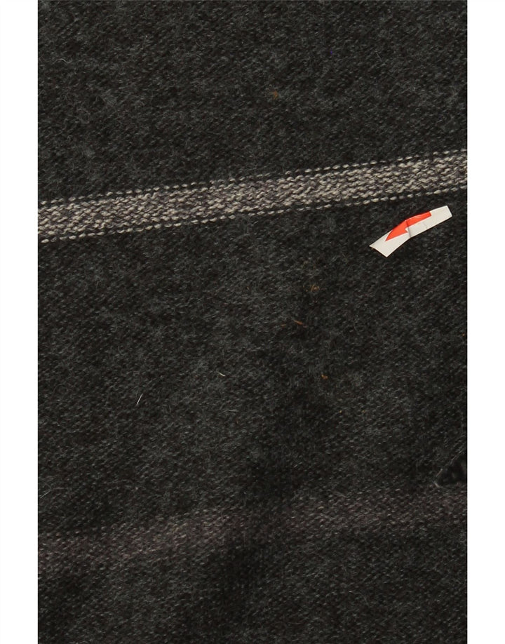 vintage Mens Crew Neck Jumper Pull Moyen Gris Géométrique Acrylique