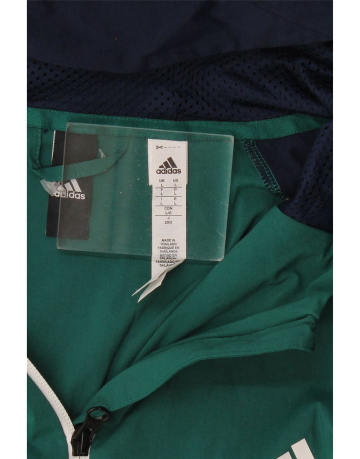 ADIDAS Veste de survêtement à capuche pour homme Large Vert Colorblock Nylon