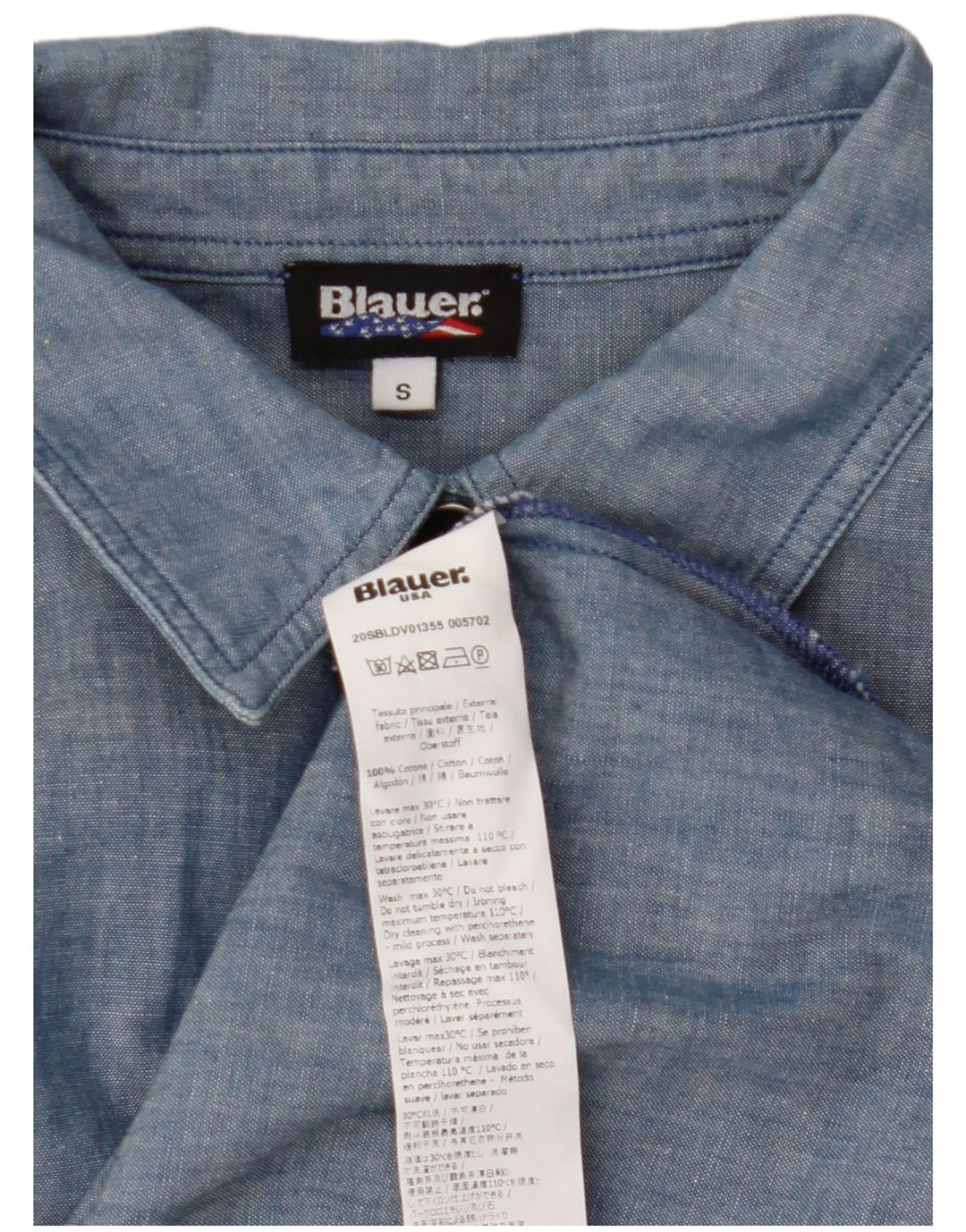 BLAUER Robe chemise pull militaire pour femme UK 10 Petit coton bleu