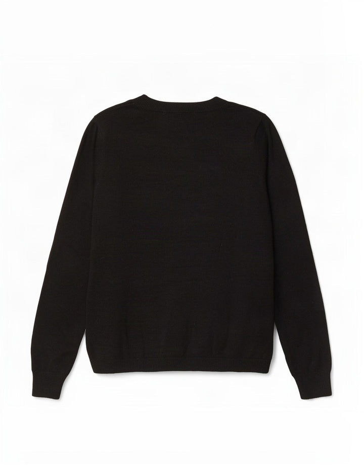 Marks & Spencer Pull graphique à col bateau pour femme UK 12 Noir moyen