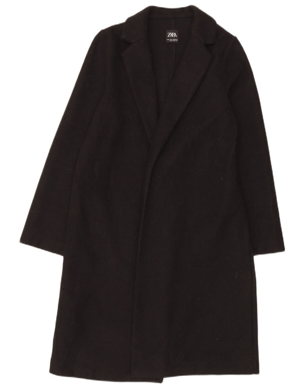 Zara Womens Open Overcoat UK 14 Moyen Noir