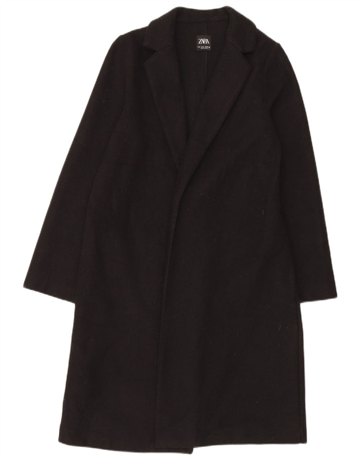 Zara Womens Open Overcoat UK 14 Moyen Noir