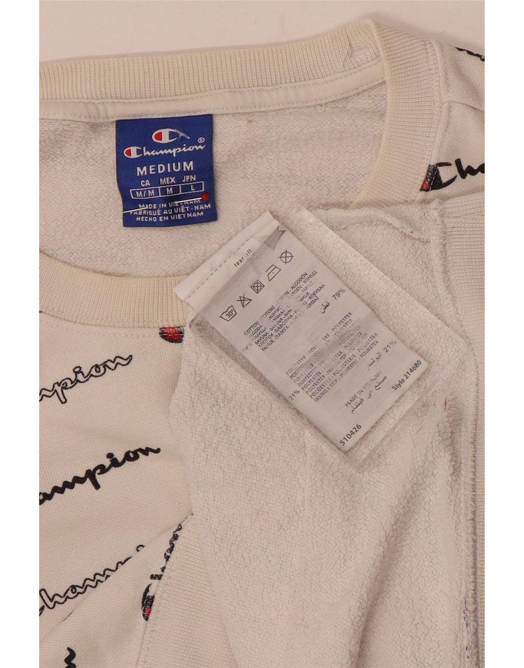 Champion Sweat-Shirt Graphique Homme Blanc Moyen Coton