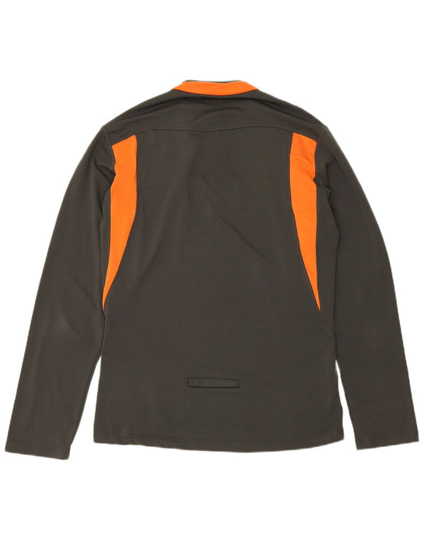 Asics Haut à col zippé à manches longues pour femme UK 16 Large Gris Colorblock Sports