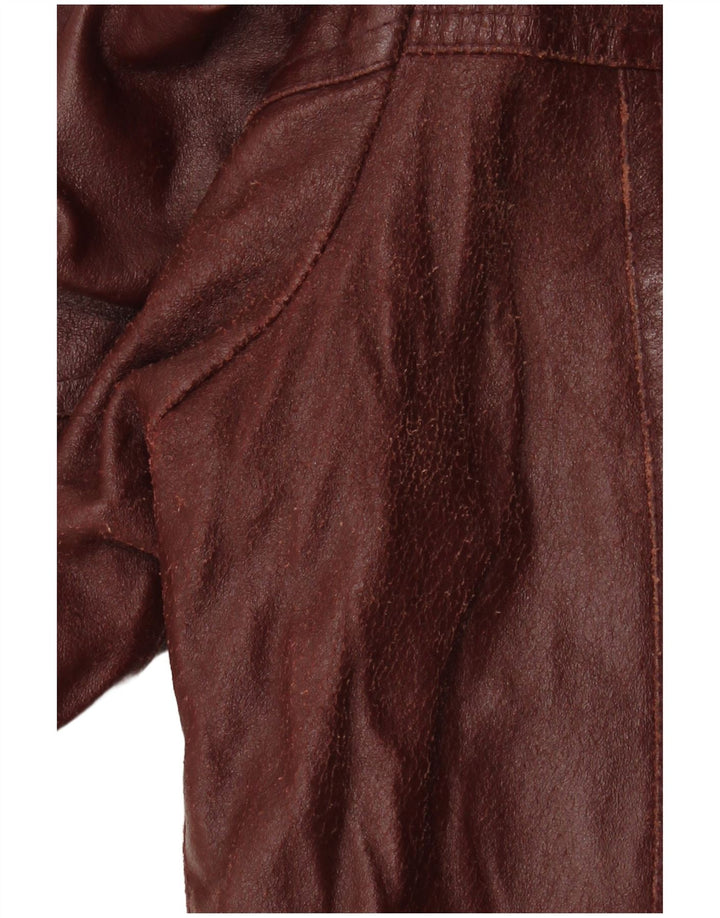 VINTAGE Veste blazer en cuir à 4 boutons pour homme IT 50 Grand cuir bordeaux