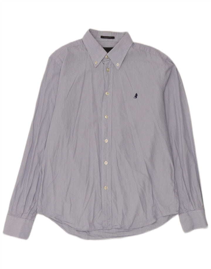 Marlboro Classics Chemise coupe régulière pour homme en coton à fines rayures bleues