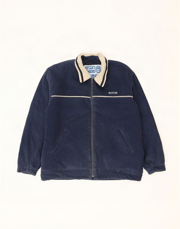 Fishbone Veste en velours côtelé graphique pour homme UK 42 XL Bleu marine en coton colour block