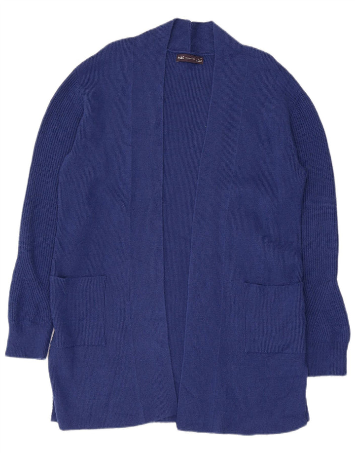 Marks & Spencer Pull cardigan ouvert long pour femme UK 12 Bleu moyen