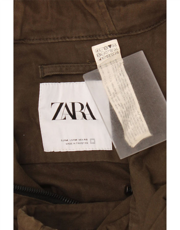 Zara Bomber à capuche pour homme UK 38 en coton kaki moyen