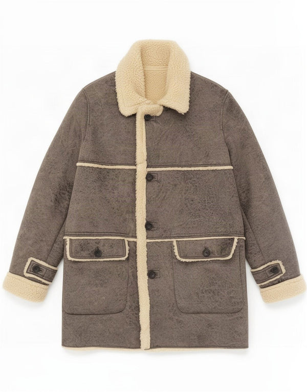 Zara Manteau Sherpa Homme UK 44 2XL Gris