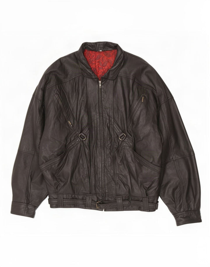 veste en cuir homme vintage IT 52 XL Noir