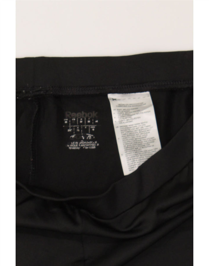 REEBOK Womens Capri Tracksuit Trousers UK 14 Medium  Black Polyester Vintage Reebok and Second-Hand Reebok from Messina Hembry 