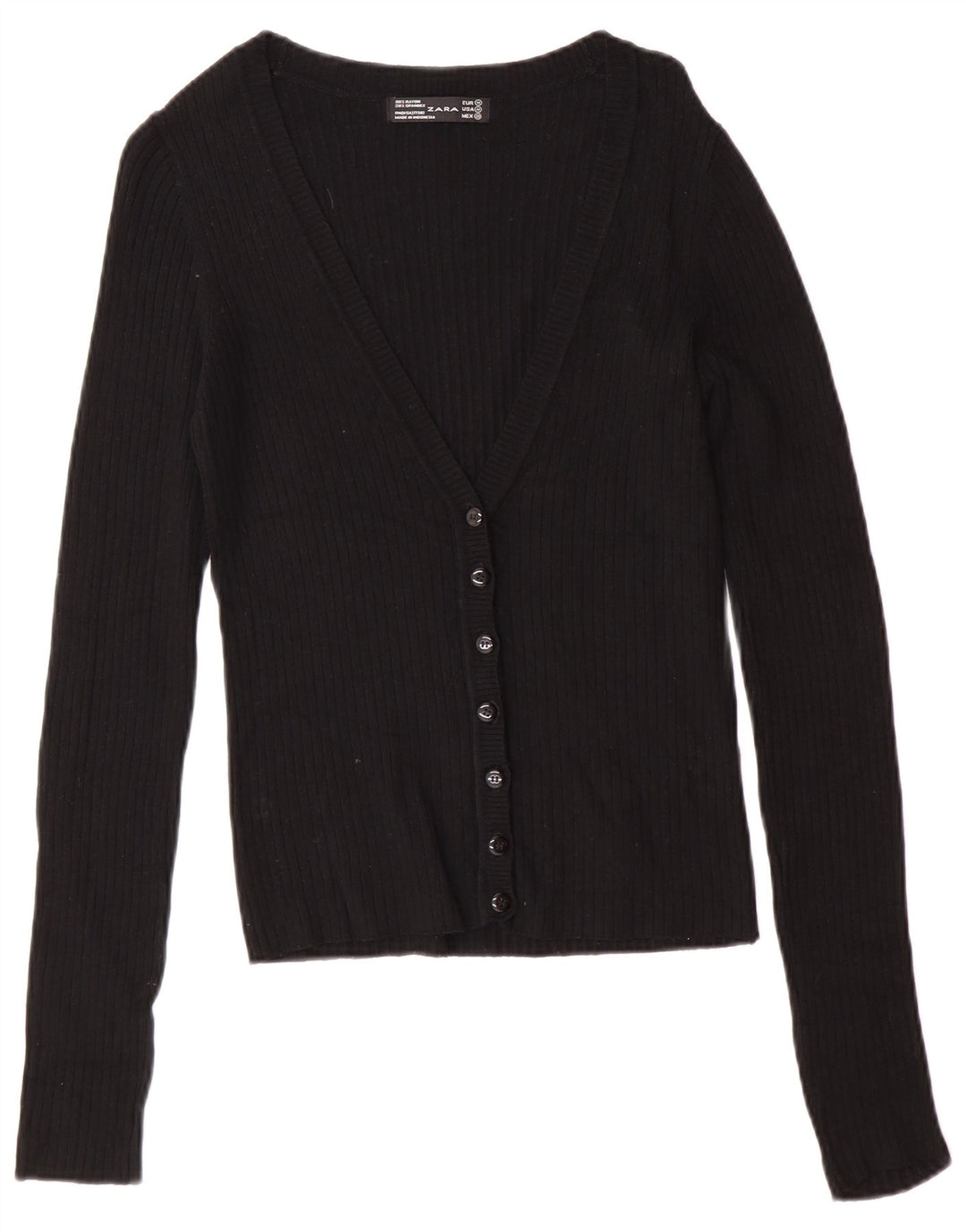 Zara Cardigan Femme Pull UK 12 Rayonne Noire Moyenne
