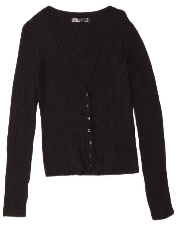 Zara Cardigan Femme Pull UK 12 Rayonne Noire Moyenne