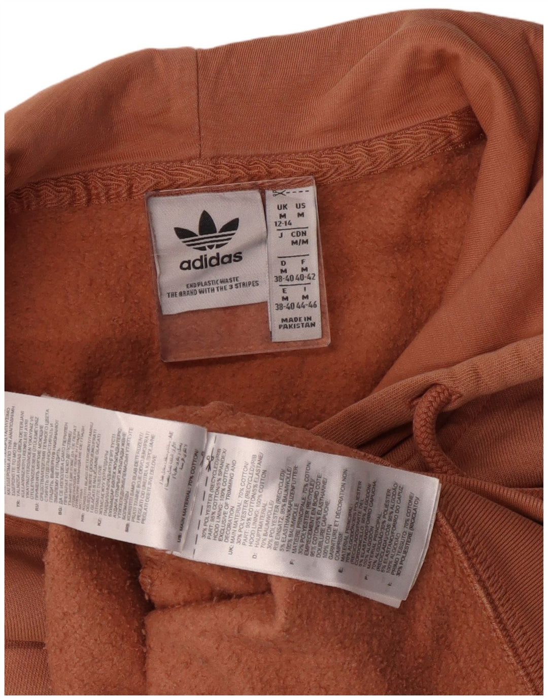 Adidas Pull à capuche pour femme UK 12/14 Marron moyen en coton