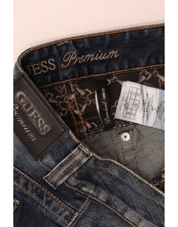 Guess Jean Slim Déchiré Femme W29 L32 Bleu Coton