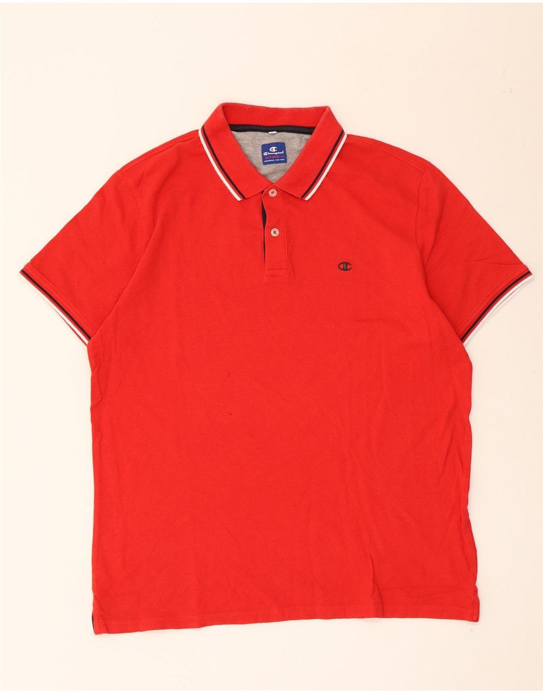 Champion Polo Homme Grand Coton Rayé Rouge