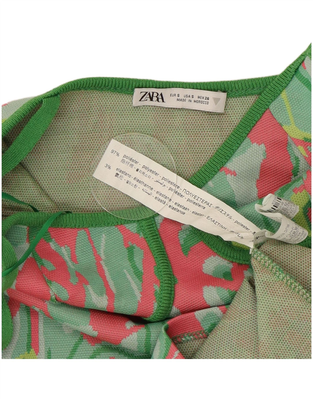 Zara Robe fourreau à motif abstrait pour femme UK 8 Small Multicolore