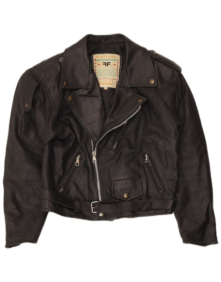 Roberta Ferrini Veste de motard en cuir pour femme IT 46 Large Noir