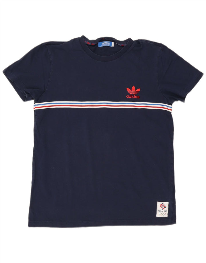 Adidas T-Shirt Homme Top Bleu Marine Rayé Coton