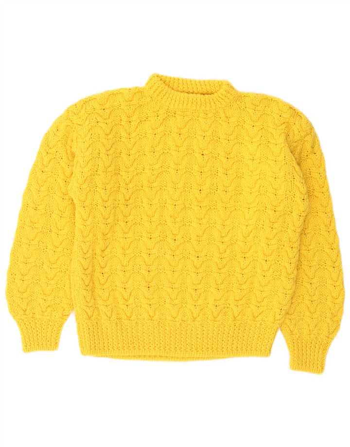 vintage Femmes Turtle Neck Jumper Pull UK 12 Jaune Moyen