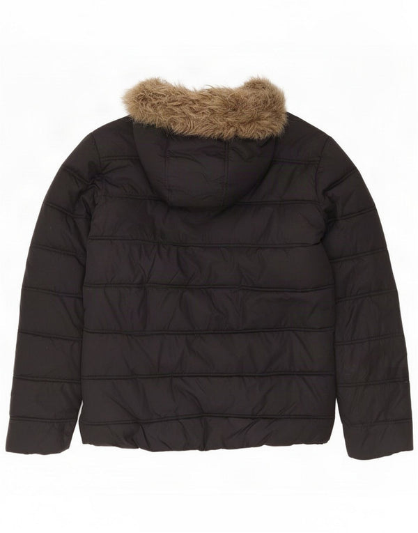 Jack & Jones Mens Hooded Padded Jacket UK 38 Medium Black Nylon