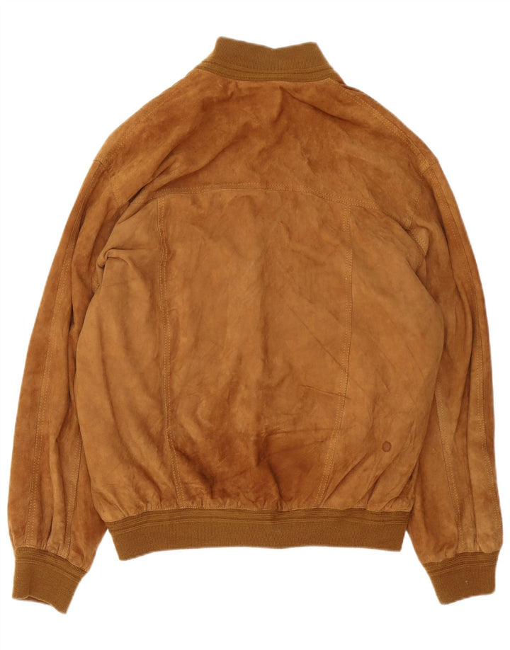 Veste Bomber En Daim Vintage Homme IT 52 XL Cuir Marron