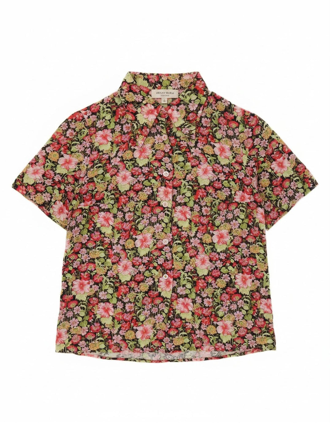 Chemise à manches courtes femme vintage UK 12 Floral multicolore moyen
