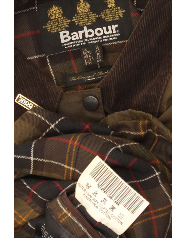 BARBOUR Veste en coton ciré pour femme UK 14 Grand coton kaki