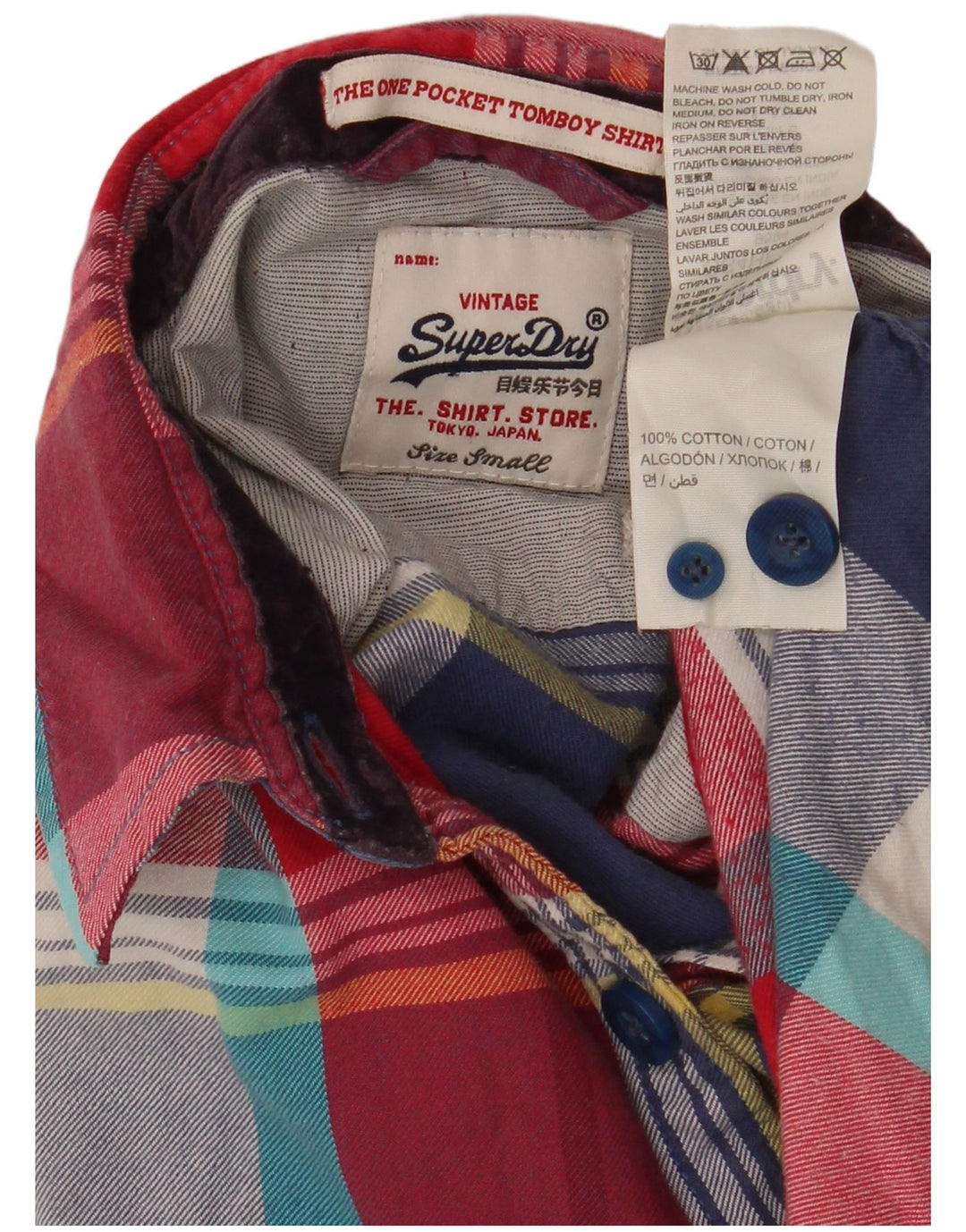 Superdry Chemise en flanelle pour femme UK 10 Petit coton à carreaux multicolore