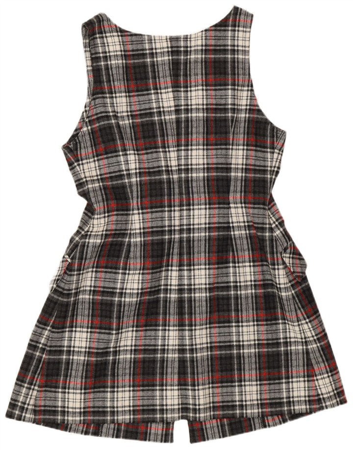 vintage Femme Coupe Régulière Robe Pinafore IT 42 Gris Moyen Plaid Rétro