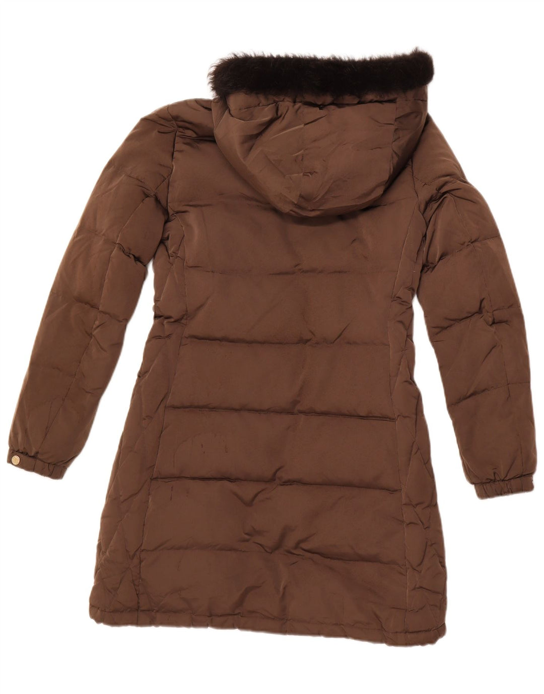 MASSIMO DUTTI Manteau rembourré à capuche pour femme UK 10 Petit Marron Polyester