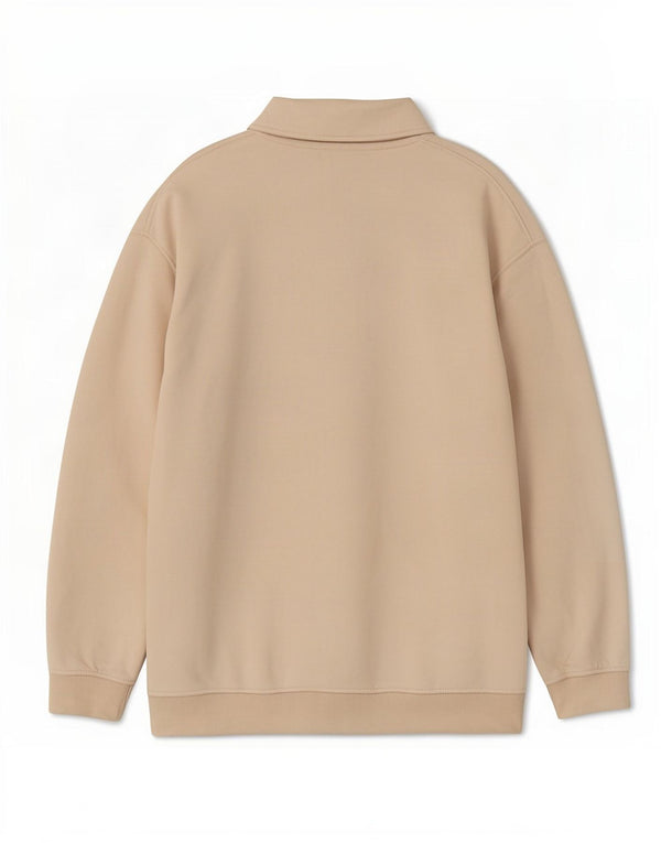Zara Sweat-shirt à col polo pour femme UK 14 Beige moyen