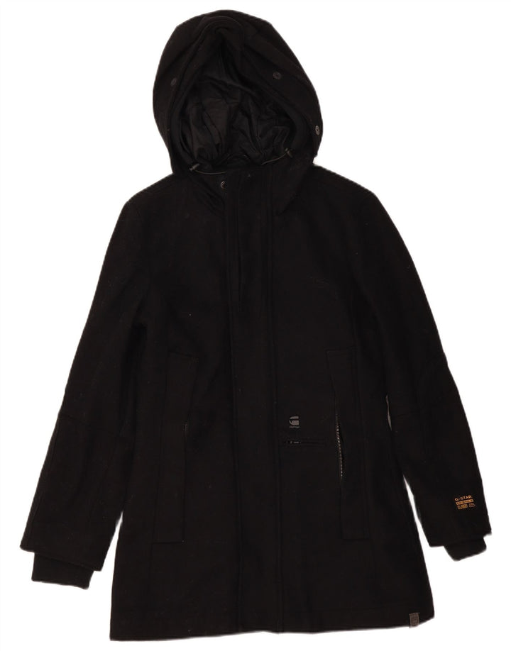 G-STAR Parka à capuche pour femme UK 10 Petite laine noire