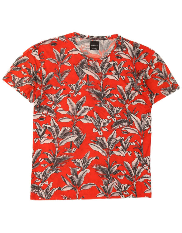 Zara T-Shirt Homme Haut Large Rouge Floral