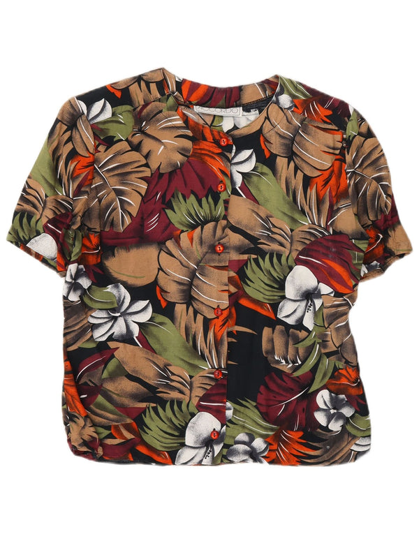 ACCORDO Chemisier à manches courtes pour femme UK 44 Grand motif floral multicolore