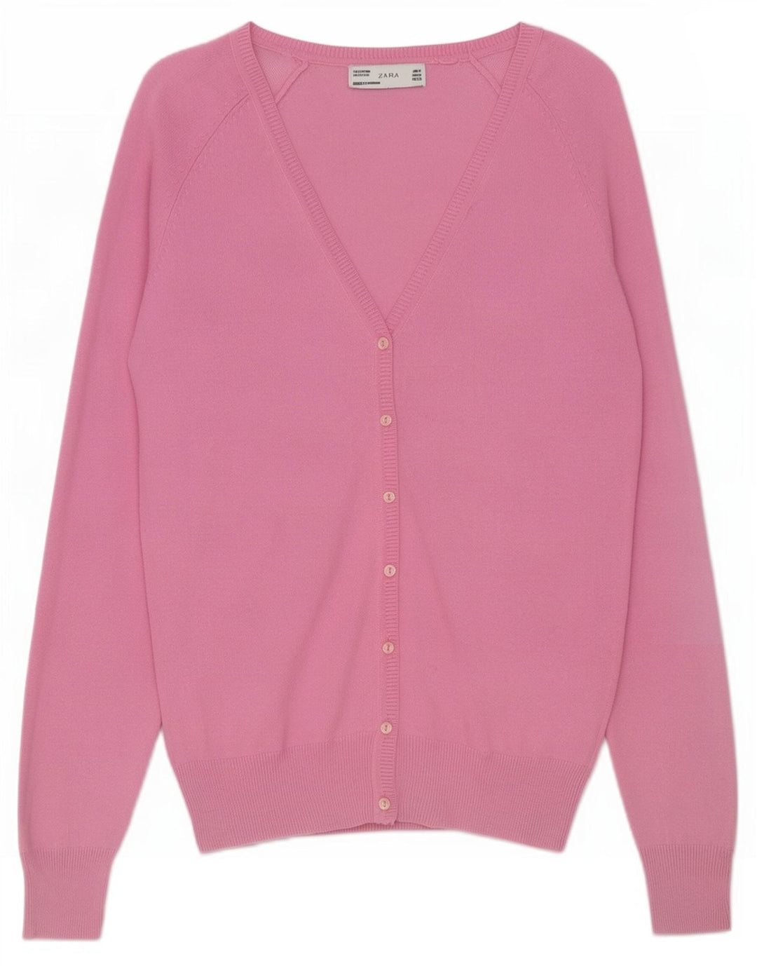 Zara Cardigan Femme Pull UK 12 Coton Rose Moyen