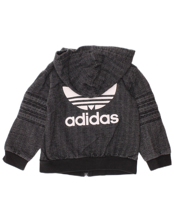 ADIDAS Pull à capuche zippé graphique pour bébé garçon 9-12 mois Chevron gris