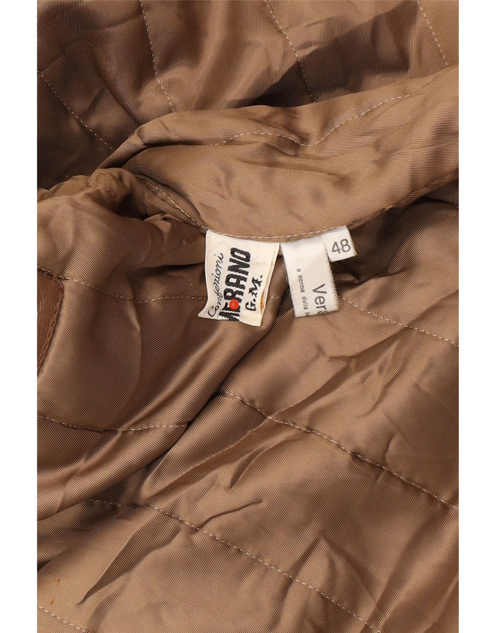 VINTAGE Mens Leather Coat IT 48 Medium Brown Leather