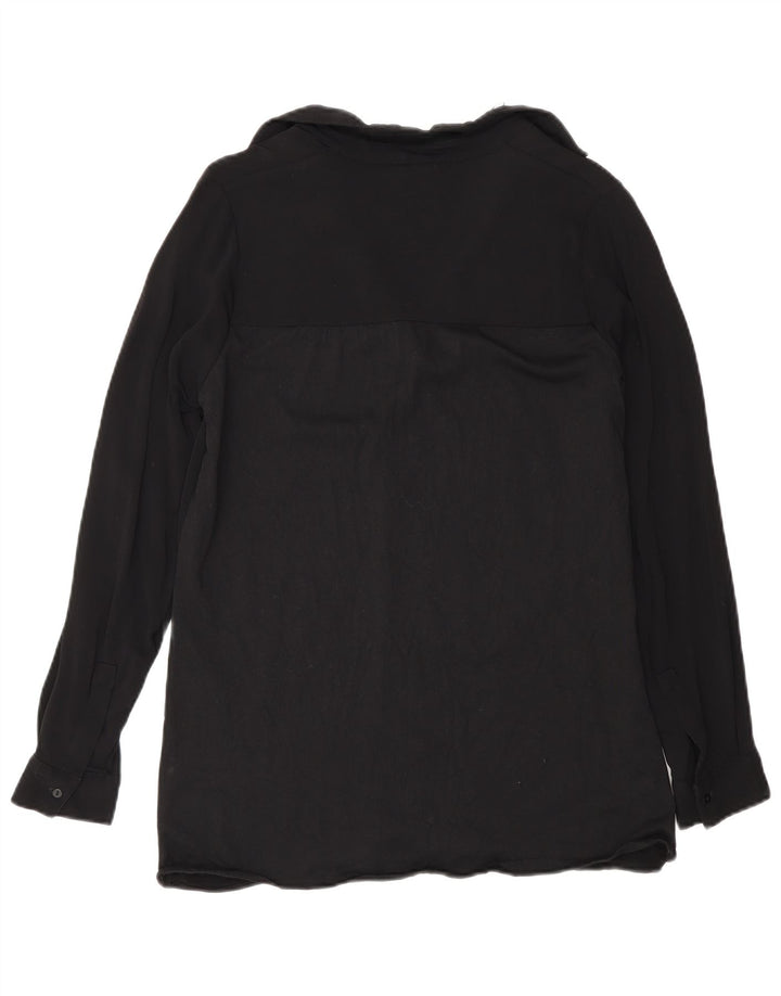 Massimo Dutti Chemisier à manches longues pour femme UK 10 Small Noir Viscose