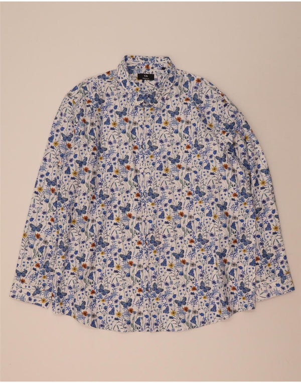 C&A Chemise Regular Fit Homme Taille 47/48 3XL Bleu Floral Coton