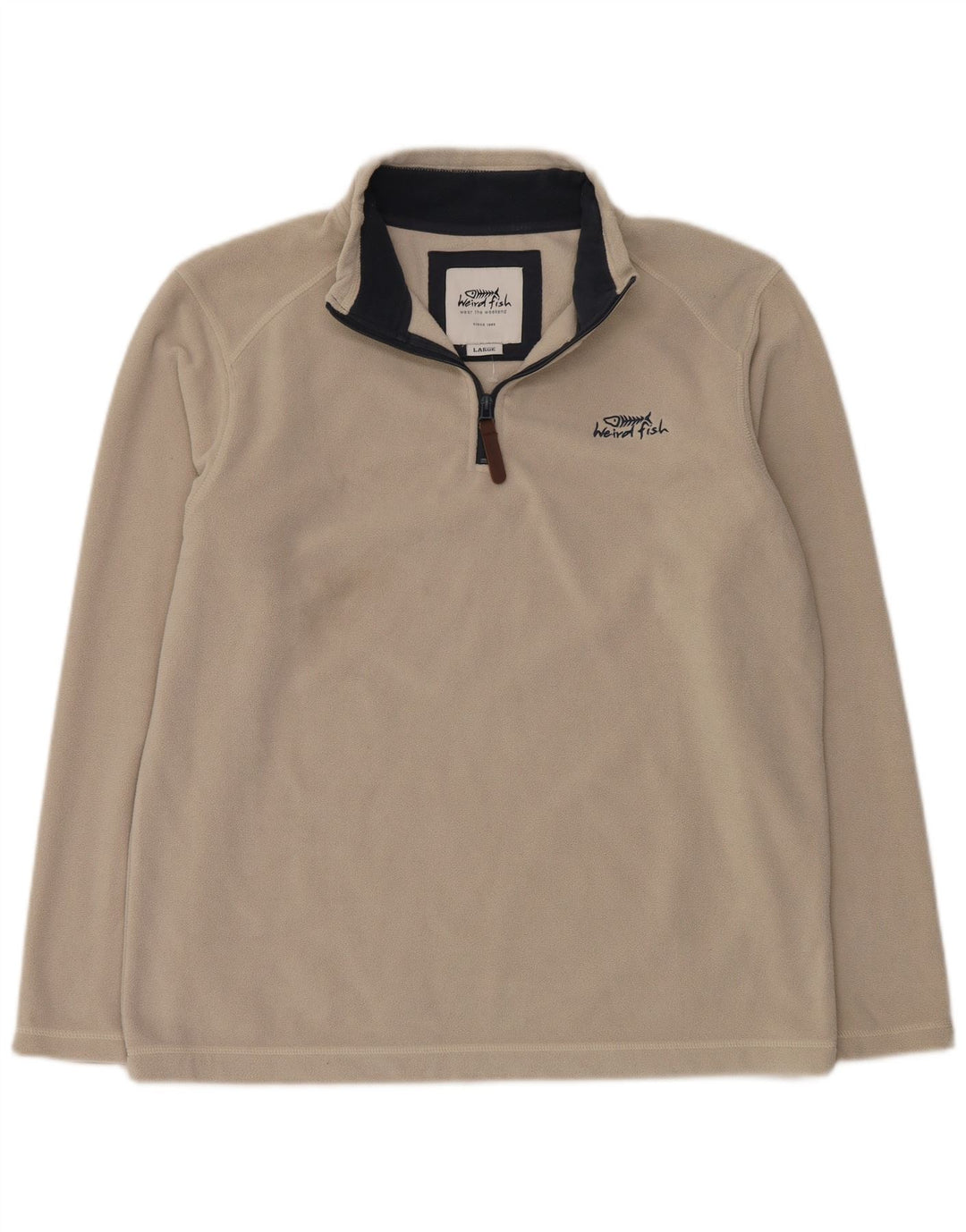 Weird Fish Pull polaire à col zippé pour homme en polyester blanc cassé